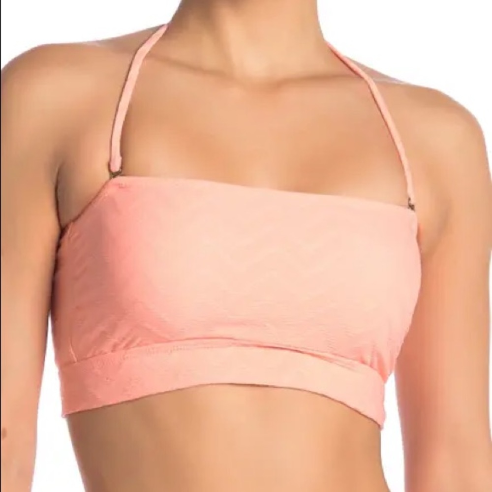 NWT Becca | Peach Halter Bandeau Bikini Swim Top L